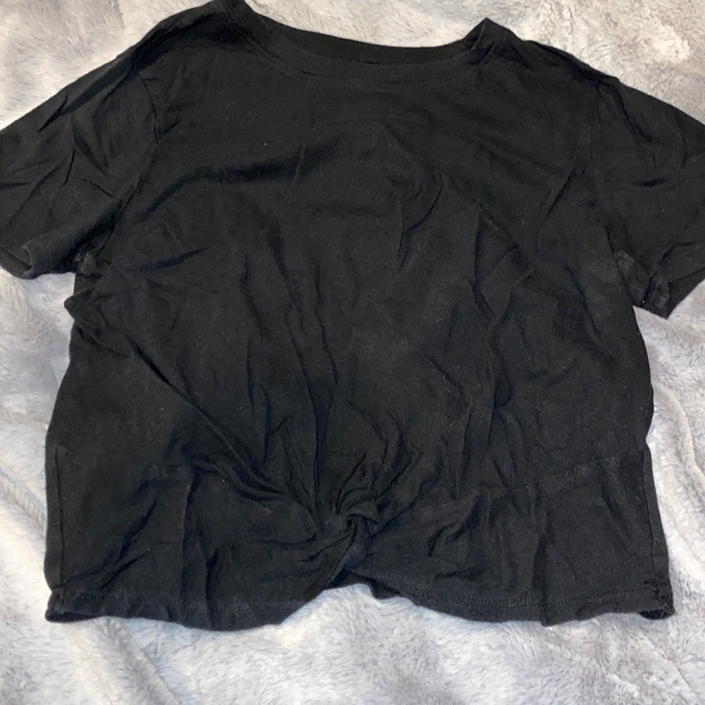 Knotted black crop top